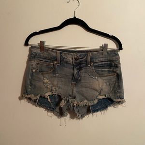 Dark ripped jean shorts